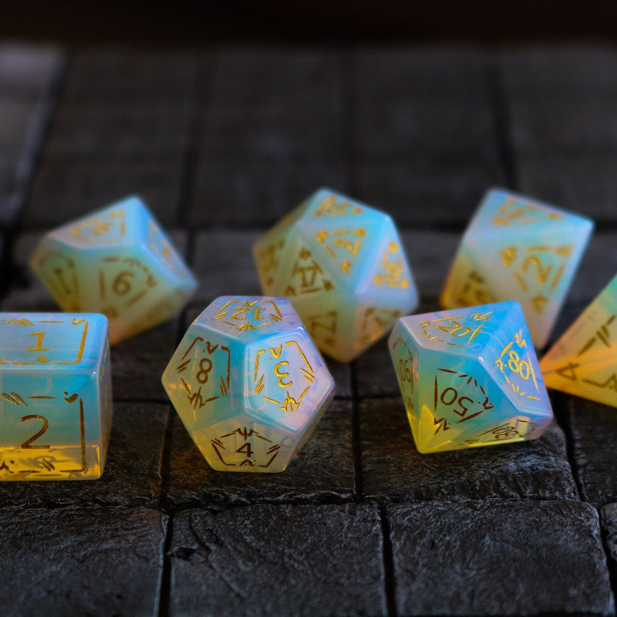 Dragon Shield Gemstone Opalite (And Box) DnD Dice Set