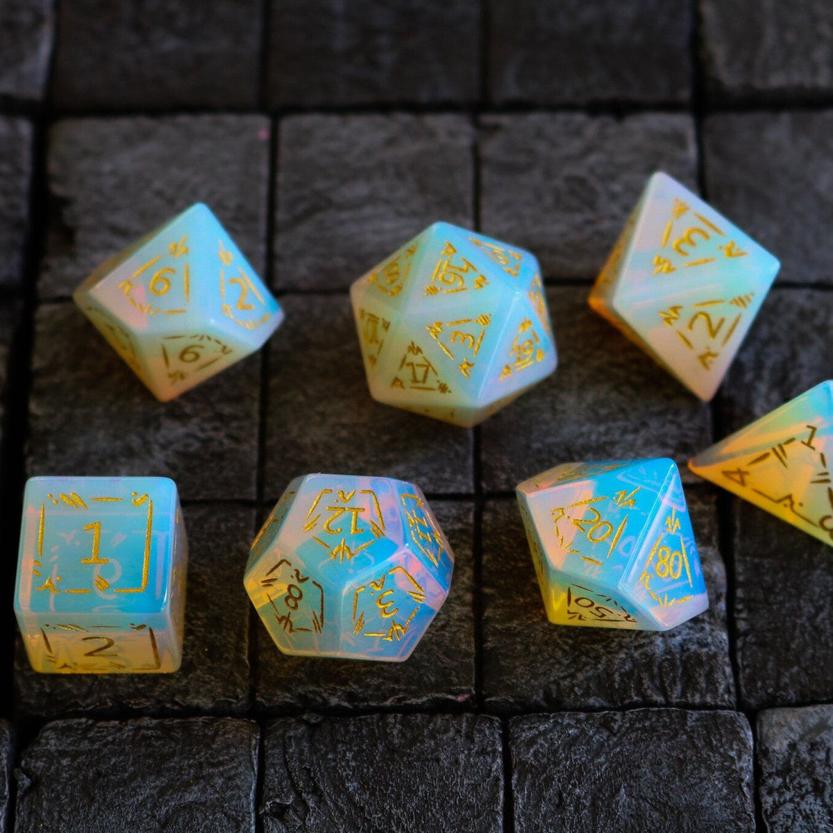 Dragon Shield Gemstone Opalite (And Box) DnD Dice Set