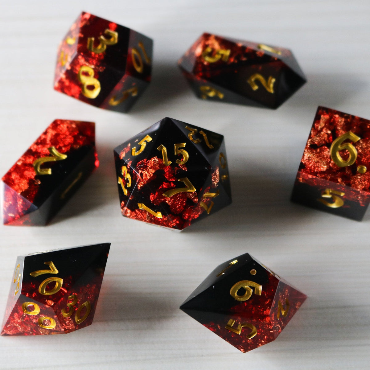 Dark Blood Handmade Resin Dice Set RPG Game DND MTG Tabletop Gaming