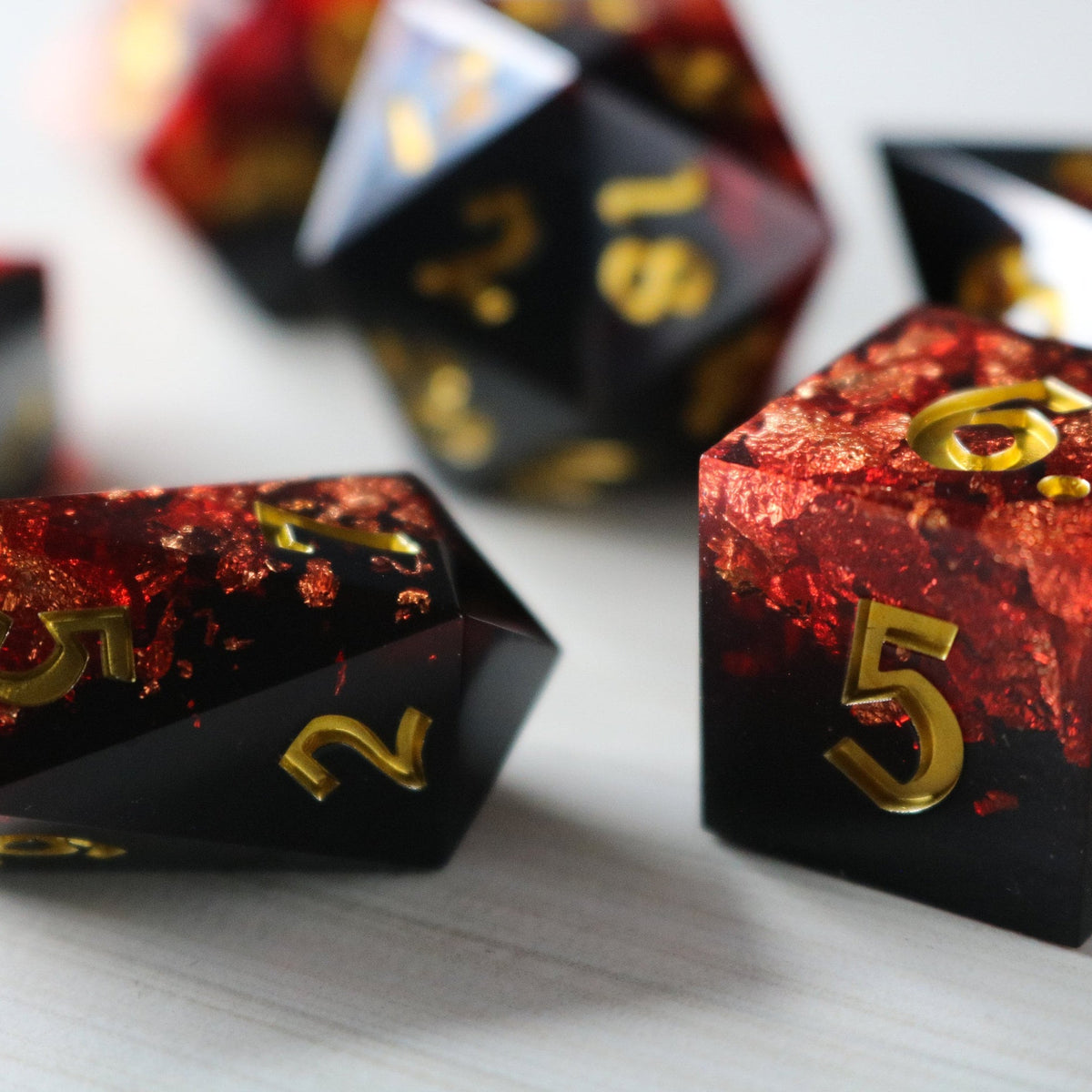 Dark Blood Handmade Resin Dice Set RPG Game DND MTG Tabletop Gaming