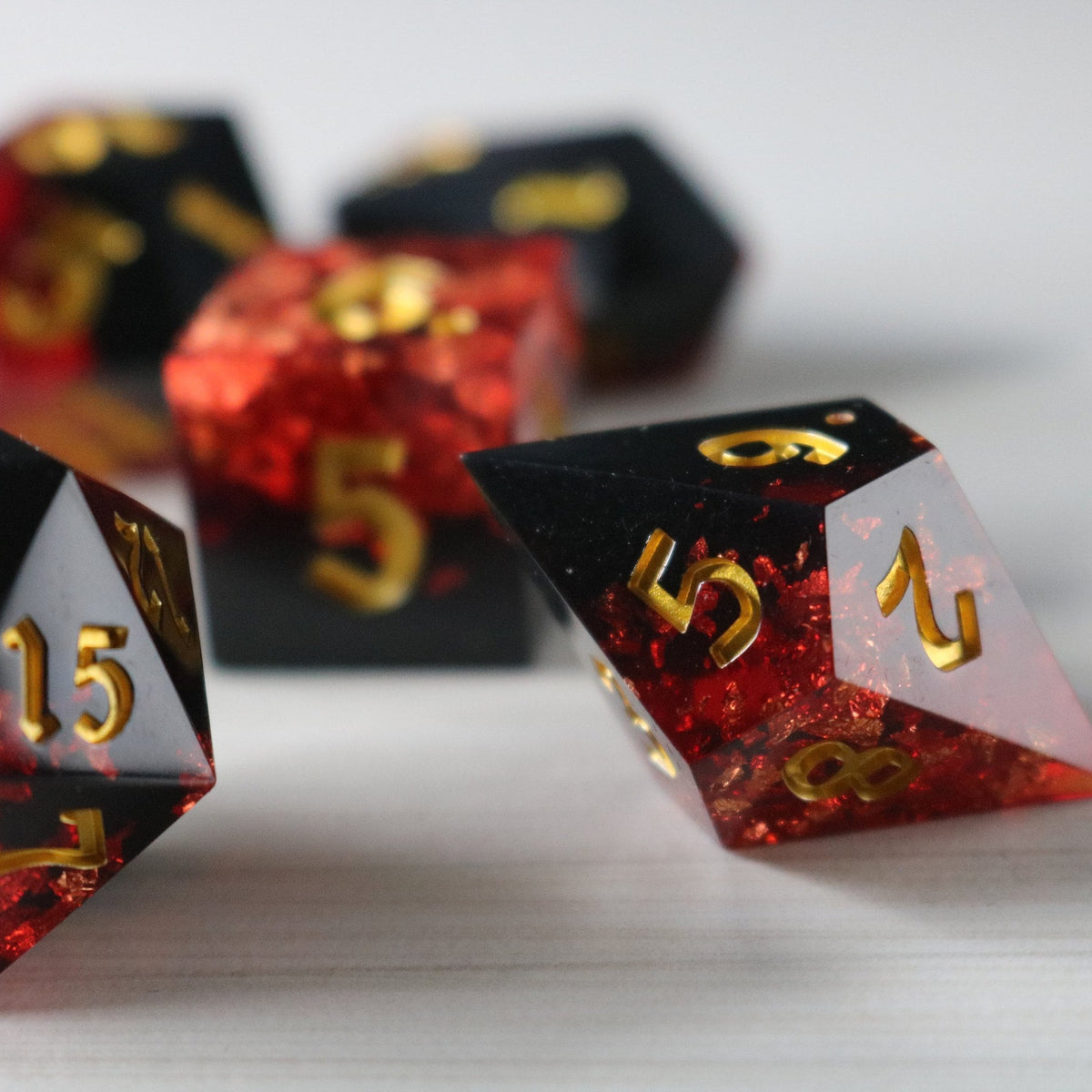 Dark Blood Handmade Resin Dice Set RPG Game DND MTG Tabletop Gaming