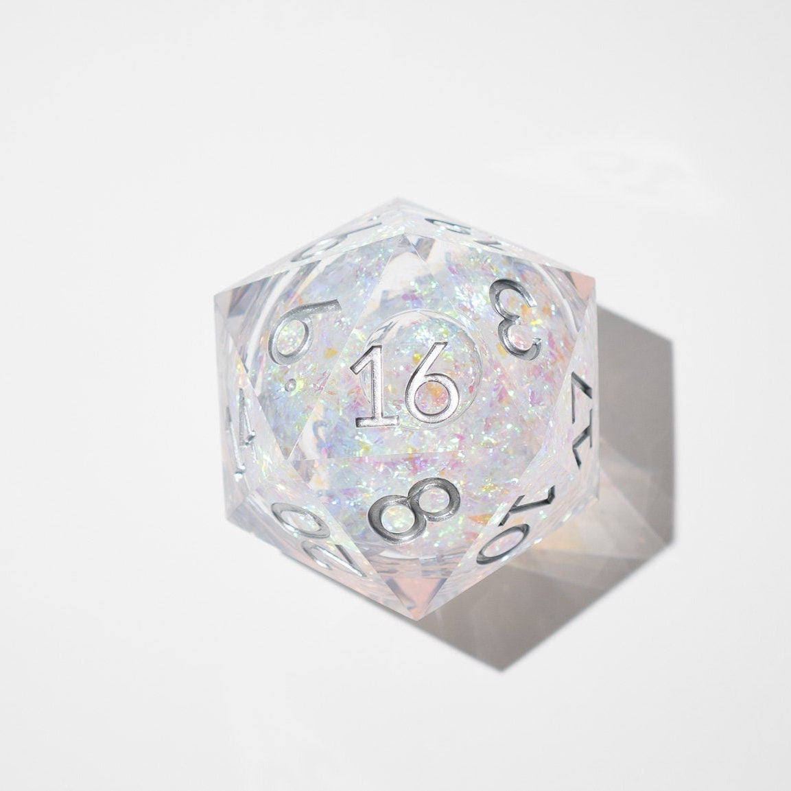 Massive Silver And Foil Liquid Core 95MM Chonk Handmade Resin Dice And Box