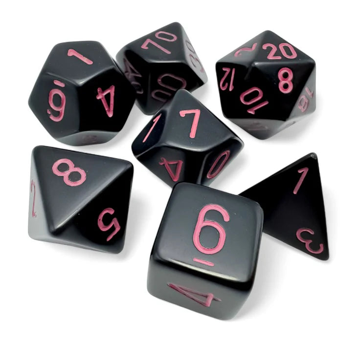 Opaque Dice Polyhedral Black/Pink 7-Die Set